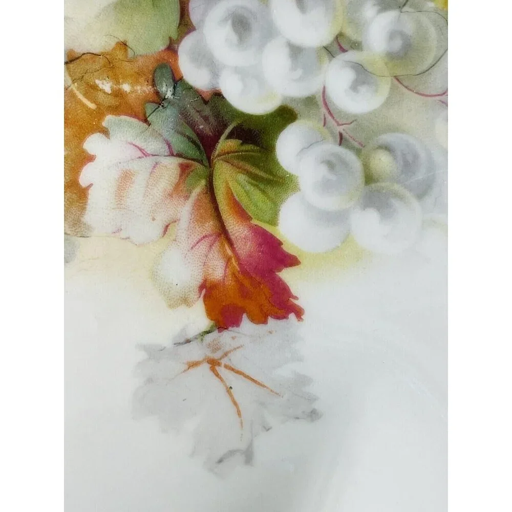 Antique Silesia Porcelain Plate Luster Grapes Pattern Fine Bone China Germany